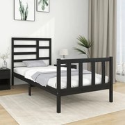 vidaXL Bedframe massief hout zwart 75x190 cm 2FT6 Small Single