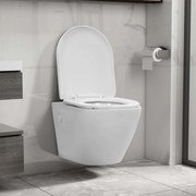 vidaXL Hangend toilet randloos keramiek wit