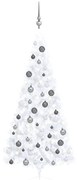 vidaXL Kunstkerstboom met LED's en kerstballen half 180 cm wit