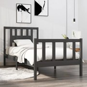 vidaXL Bedframe massief hout grijs 90x190 cm 3FT Single