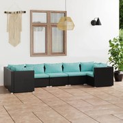 vidaXL 7-delige Loungeset met kussens poly rattan zwart