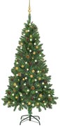 vidaXL Kunstkerstboom met LED's en kerstballen 150 cm groen