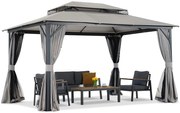 Tuinpaviljoen met klamboe en gordijnen Murcia 3x4 antraciet Tuinpunt