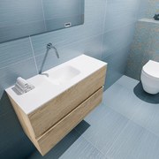 Mondiaz Ada 80cm toiletmeubel washed oak met wastafel talc midden zonder kraangat