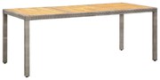 vidaXL Tuintafel 190x90x75 cm poly rattan en acaciahout grijs