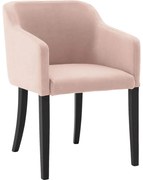 Goossens Eetkamerstoel Peda roze velvet stof met armleuning, elegant chic
