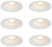 Set van 6 inbouwspots wit GU10 50mm - Gijs Modern GU10 rond Binnenverlichting Lamp