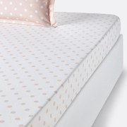 Hoeslaken in zuiver katoen met stippenprint, Clarisse