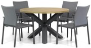 Tuinset Ronde Tuintafel 4 personen 120 cm Aluminium/textileen Grijs Lifestyle Garden Furniture Rome/Rockville