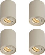 Set van 4 moderne opbouwspots beige GU10 50mm draai- en kantelbaar - Rondoo Up