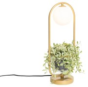 Art deco tafellamp goud met wit glas - Isabella