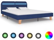 vidaXL Bedframe met LED stof blauw 160x200 cm