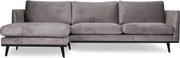 Loungebank Odissi chaise longue links - velours Brunei taupe 04 - 1,60 x 2,58 mtr breed