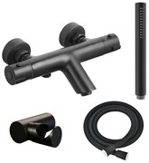 Adema Sparkle 2.0 thermostatische bad-/douchekraan - staafhanddouche en houder - incl. doucheslang - mat zwart SW696251 / SW706210 / SW720565 / SW496811