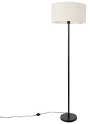Vloerlamp zwart met kap lichtgrijs 50 cm - Simplo