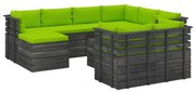 vidaXL 10-delige Loungeset met kussens pallet massief grenenhout