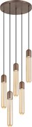 Art Deco hanglamp donker brons met ribbel glas 5-lichts - Walcott
