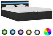 vidaXL Bedframe met opbergruimte en LED stof donkergrijs 140x200 cm