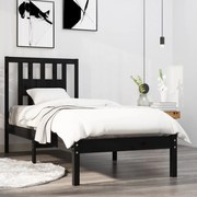 vidaXL Bedframe massief hout zwart 75x190 cm 2FT6 Small Single