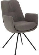 Goossens Excellent Eetkamerstoel Mabach grijs leer Vaste uitvoering met armleuning, stijlvol landelijk