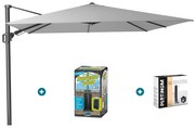 Platinum Challenger zweefparasol T2 - 3x3 m. - Light Grey - met ingraafvoet en hoes