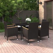 vidaXL 7-delige Tuinset met kussens poly rattan en glas