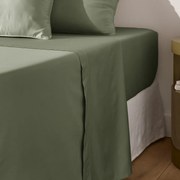 Effen plat laken in katoensatijn, Opale