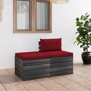 vidaXL 2-delige Loungeset met kussens pallet massief grenenhout