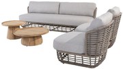 4 Seasons Outdoor Lugano loungeset met twee Pablo tafels Loungeset lichtgrijs weerbestendig