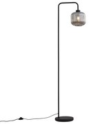 Design vloerlamp zwart met smoke glas - Ana