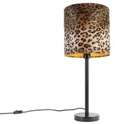 Stoffen Moderne tafellamp zwart met kap luipaard 25 cm - Simplo Modern E27 cilinder / rond Binnenverlichting Lamp