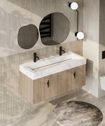 Muebles Calas badmeubel ribbelfront 120cm naturel eiken met solid surface wastafel met kraangaten