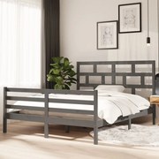 vidaXL Bedframe massief grenenhout grijs 160x200 cm