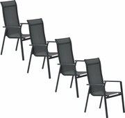 Garden Impressions Siena tuinstoel stapelbaar donker grijs - 4 stuks
