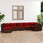 vidaXL 7-delige Loungeset met kussens poly rattan bruin