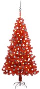 vidaXL Kunstkerstboom met LED's en kerstballen 120 cm PVC rood