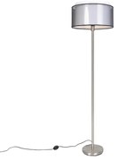 Stoffen Design vloerlamp staal met zwart-wit kap 47 cm - Simplo Modern, Design E27 cilinder / rond Binnenverlichting Lamp