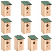 vidaXL Vogelhuisjes 10 st 12x12x22 cm massief vurenhout