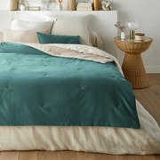 Gematelasseerd dekbed in effen fluwelen katoenen linnen, Velvet