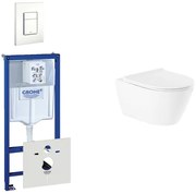 QeramiQ Salina Toiletset - inbouwreservoir - spoelrandloos - wandcloset - softclose - bedieningsplaat verticaal/horizontaal wit 0720003/0729205/sw96855/sw96857/