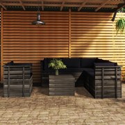 vidaXL 7-delige Loungeset met kussens pallet massief grenenhout