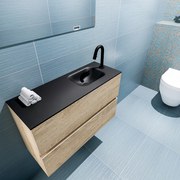 Mondiaz Ada 80cm toiletmeubel washed oak met wastafel urban rechts 1 kraangat