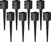 VEVOR grondpen voor hekpalen, verpakking van 8, buitendiameter 61 x 10 x 10 cm (binnendiameter 8,9 x 8,9 cm), metaal, zwart gepoedercoat, grondpen voor brievenbussen, terrassen en tuinhekken