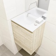 Mondiaz Olan 40cm toiletmeubel light brown grey met wastafel talc links geen kraangat