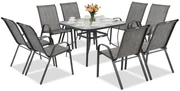 Modena grijs metalen tuinset voor 8 personen met Garden Point vierkante tafel