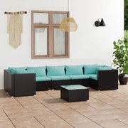 vidaXL 8-delige Loungeset met kussens poly rattan zwart