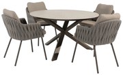 Taste by 4 Seasons Cannes tuinset terre met Prado tafel 130 cm Tuinstoel   bruin weerbestendig