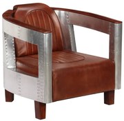 vidaXL Fauteuil luchtvaartstijl echt leer bruin