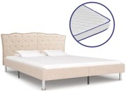 vidaXL Bed met traagschuim matras stof beige 160x200 cm