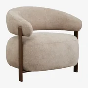 Jolie Chenille Stoffen Fauteuil Bruin – Donker Hout & Stof Chenille Bruin - Tarwe - Sklum